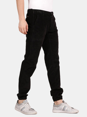 Black Cotton Dobby Stretch Solid Jogger