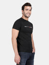 Jet Black Cotton Stretch Half Sleeve Solid T-Shirt