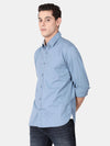 t-base Cool Blue Full Sleeve Cotton Solid Casual Shirt