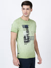 t-base men's Green Round Neck Solid T-Shirt