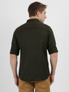 t-base Men Dark Olive Cotton Solid Casual Shirt