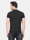 t-base Jet Black Cotton Crewneck Solid T-Shirt