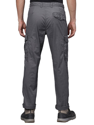 Iron Grey Cotton Solid Cargo Pant