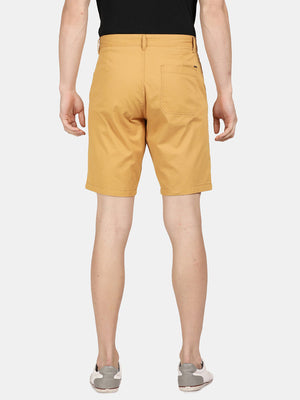 t-base Men Pale Banana Cotton Solid Chino Shorts
