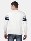 t-base Broken White Full Sleeve Crewneck Stylised Sweater