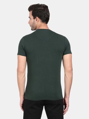 Pine Cotton Stretch Half Sleeve Solid T-Shirt