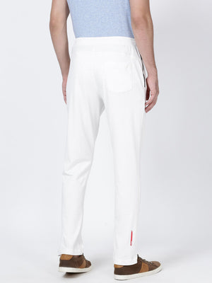 t-base men's White Solid Regular-Fit Track Pant