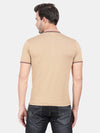 t-base Overcast Beige Cotton Nylon Polo Solid T-Shirt