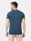 t-base Blue Opal Cotton Lycra Crewneck Solid T-Shirt