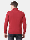 t-base Brick Red Melange Full Sleeve Turtle Neck Stylised Sweater
