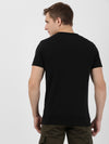 t-base Jet Black Cotton Lycra Crewneck Solid T-Shirt