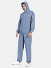 t-base Storm Blue Nylon Ribstop Solid Full Sleeve Waterproof Rainwear Jacket and Pant Set
