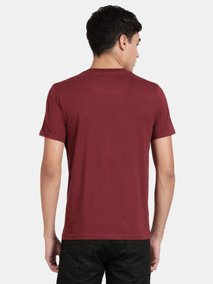 Cabernet Cotton Stretch Half Sleeve Solid T-Shirt