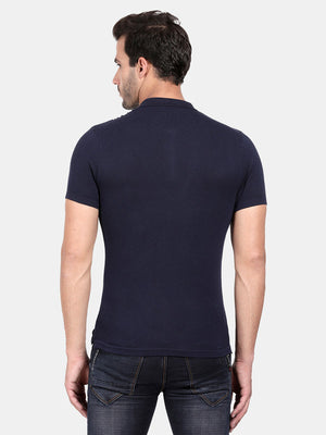 t-base Black Iris Cotton Nylon Polo Solid T-Shirt