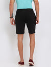 t-base Men Black Cotton Polyester Solid Knitted Shorts