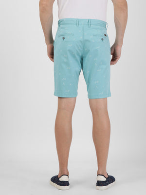 t-base Men Aqua Sea Cotton Lycra Printed Chino Shorts