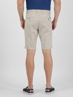 t-base Men Cement Cotton Lycra Printed Chino Shorts