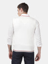 t-base Broken White Sleeve Less V-Neck Solid Sweater
