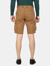 t-base Men Tabacco Cotton RFD Solid Cargo Shorts