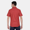 t-base Rust Cotton Linen Solid Shirt