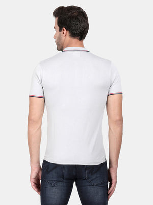 t-base High Rise Grey Cotton Nylon Polo Solid T-Shirt
