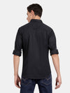  t-base Navy Solid Cotton Casual Shirt