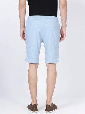 t-base Men Sky Blue Cotton Polyester Solid Basic Knitted Shorts