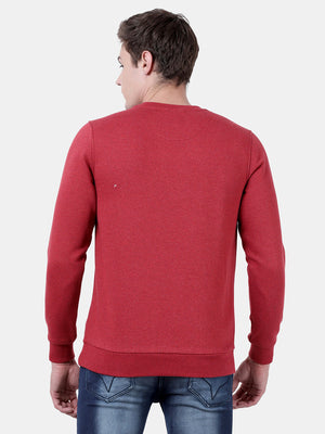 t-base Brick Red Melange Cotton Polyester Fleece Melange Sweatshirt