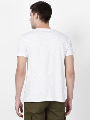 t-base men's White Round Neck Solid T-Shirt