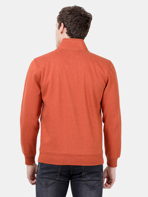 t-base Burnt Orange Mel Cotton Polyester Fleece Solid Sweatshirt