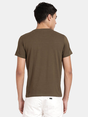 Forest Night Cotton Stretch Half Sleeve Solid T-Shirt