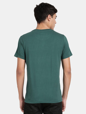 Botanical Pine Cotton Stretch Half Sleeve Solid T-Shirt