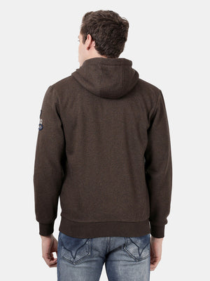t-base Dark Earth Melange Cotton Polyester Fleece Solid Sweatshirt