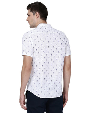 t-base White Cotton Printed Shirt