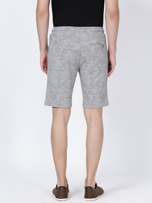 t-base Men Grey Camo Cotton Polyester Printed Basic Knitted Shorts