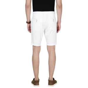 t-base Men Bright White Cotton Stretch Solid Chino Shorts
