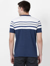 t-base Ensign Blue Melange Cotton Polo Stylised T-Shirt