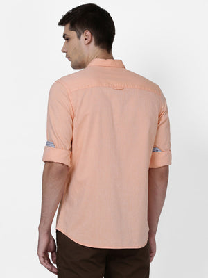  t-base Orange Solid Cotton Casual Shirt 
