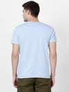t-base men's Blue Round Neck Solid T-Shirt