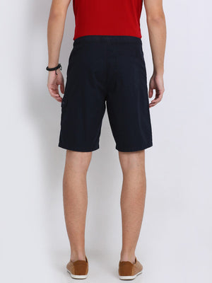 t-base Navy Cotton Solid Basic Shorts