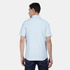 t-base Sky Blue Cotton Linen Solid Shirt