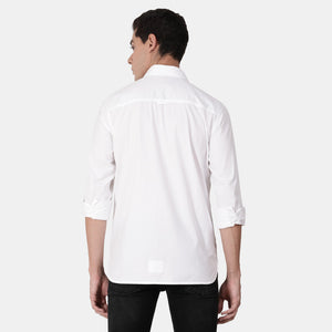 t-base White Cotton Solid Shirt