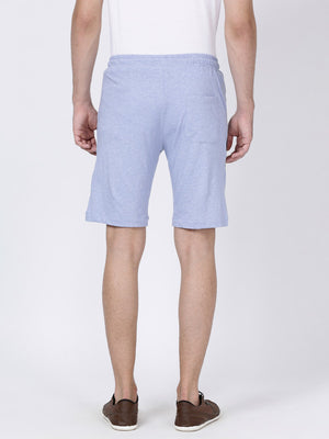t-base Men Sky Blue Cotton Polyester Solid Basic Knitted Shorts