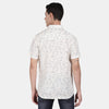 t-base Cream Half Sleeve Linen Printed Casual Shirt