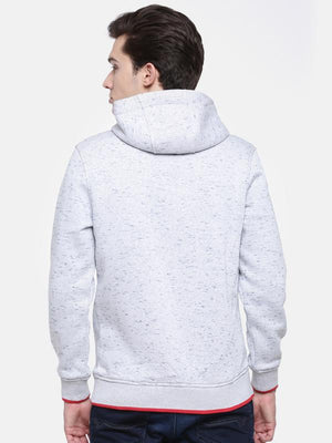 t-base White Printed Hooded Sweatshirt
