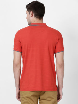 t-base Rust Cotton Polyester Polo Jacquard T-Shirt