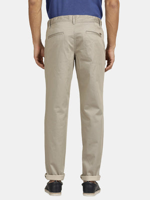 Oyster Beige Cotton Elastane Chino Pant