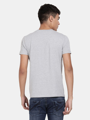 t-base Grey Melange Cotton Lycra Crewneck Melange T-Shirt
