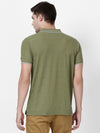 t-base men's Olive Polo Neck Solid T-Shirt