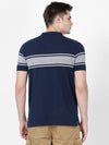 t-base Navy Cotton Polyester Polo Striper T-Shirt